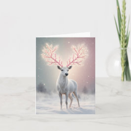Tarjeta Surreal Pink Antler Reindeer Holiday Card