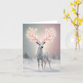 Tarjeta Surreal Pink Antler Reindeer Holiday Card