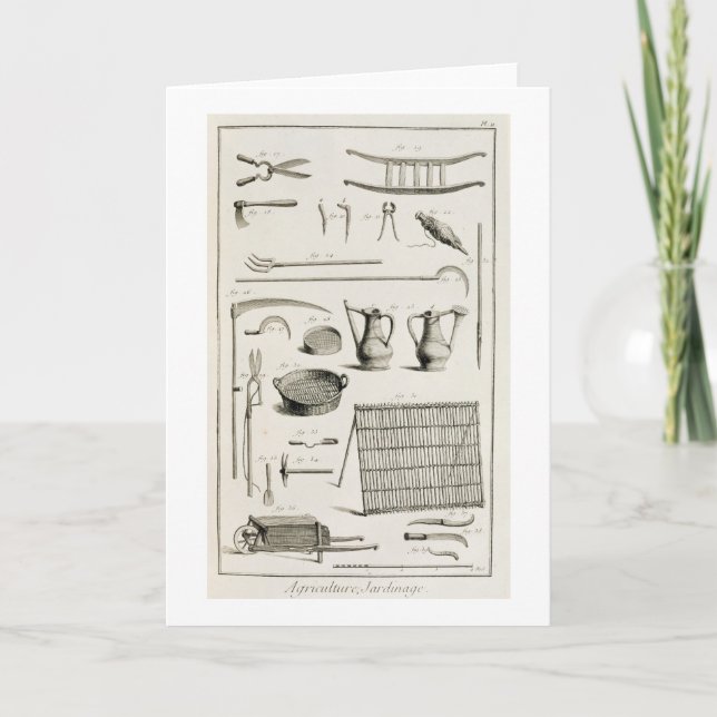 Tarjeta Surtido de herramientas que cultivan un huerto, (Anverso)