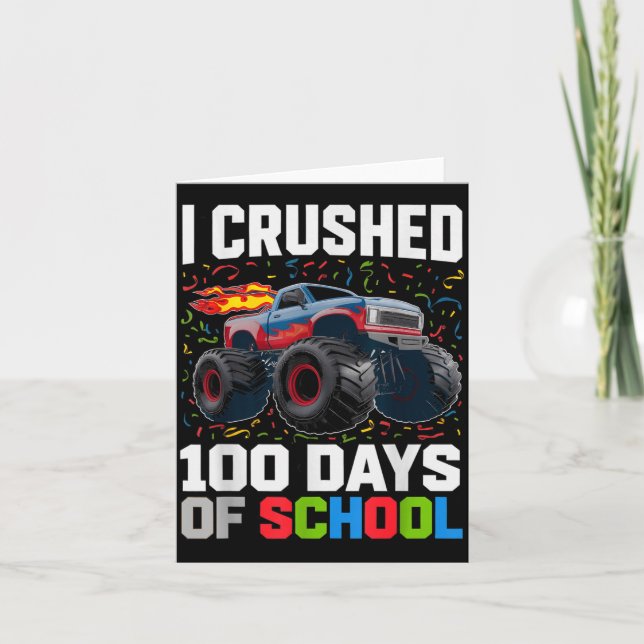 Tarjeta Survived I Crushed 100 Days School Monster 1st Gra (Anverso)
