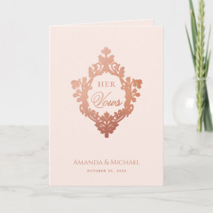 Tarjeta Sus Votos Libro de Boda Elegante Rosa Dorado Crest