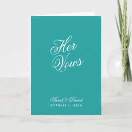 Tarjeta Sus votos Libro de votos de boda azul verdoso Escr