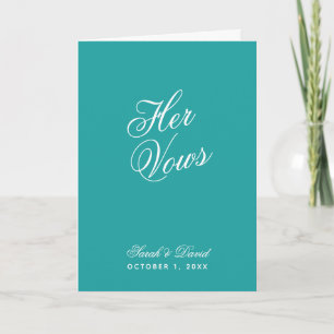 Tarjeta Sus votos Libro de votos de boda azul verdoso Escr