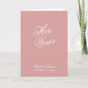 Tarjeta Sus votos Libro de votos rosa polvoriento boda ros