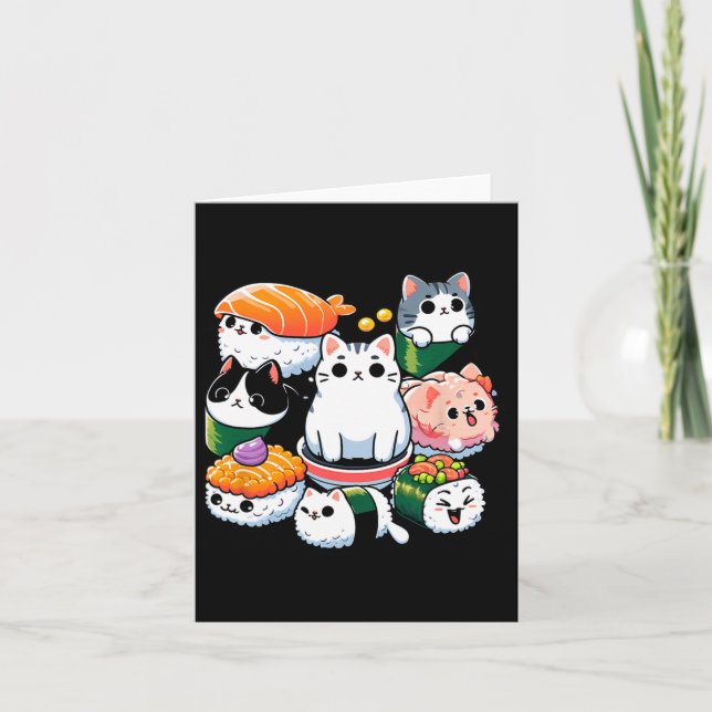 Tarjeta Sushi Anime Cat Sushi Lover Regalo (Anverso)