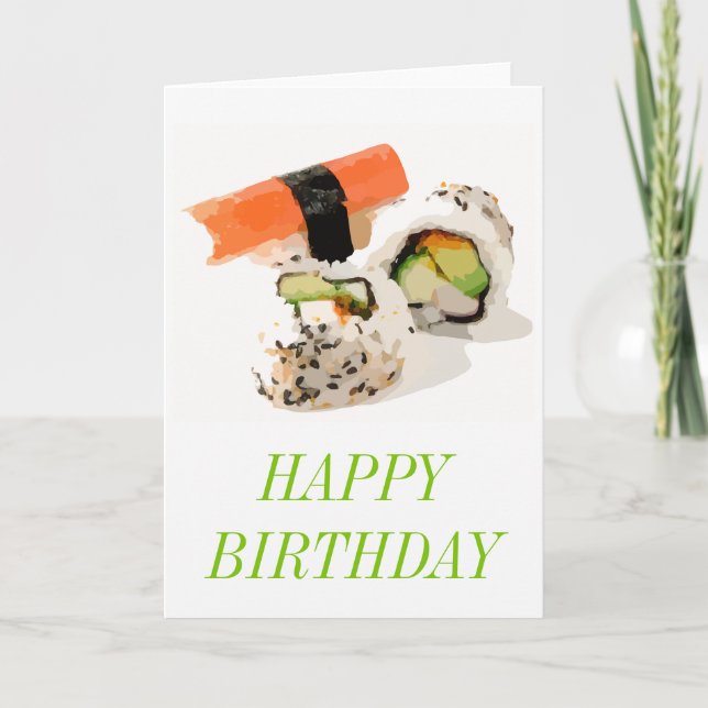 Tarjeta Sushi delicioso japonés (Anverso)