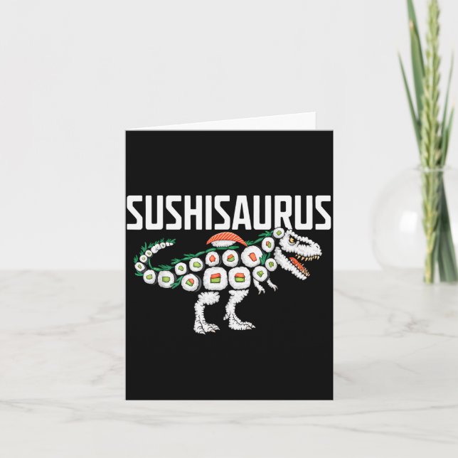 Tarjeta Sushi Dinosaur T-rex Japanese Food Funny Sushi Rol (Anverso)