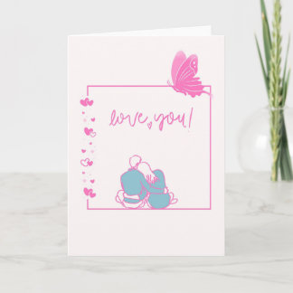 Tarjeta Süße Valentinskarte mit Paar, Schmetterling & Rahm