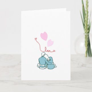 Tarjeta Süße Valentinskarte mit sitzendem Paar & Herzen | 