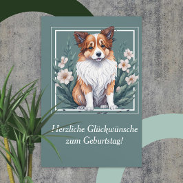 Tarjeta Süßer Collie umringt von Blumen - 