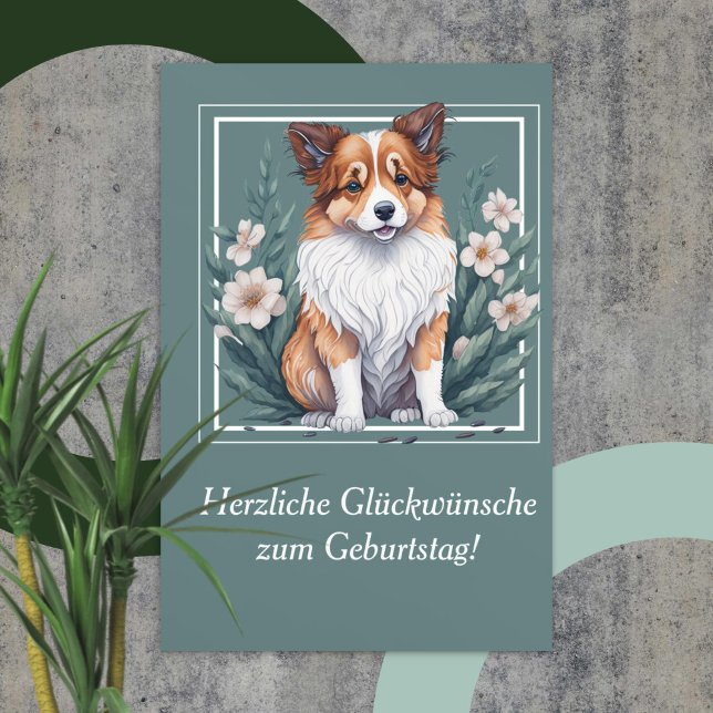 Tarjeta Süßer Collie umringt von Blumen -  (Subido por el creador)