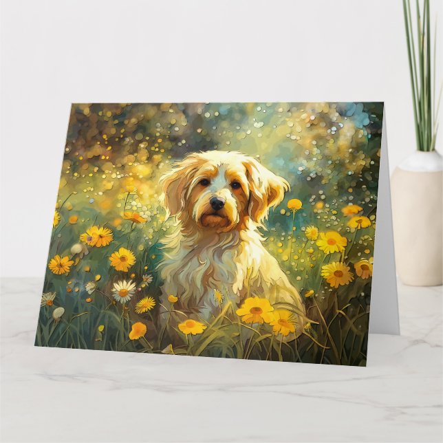 Tarjeta Süßer kleiner Hund auf der Wiese (Anverso)