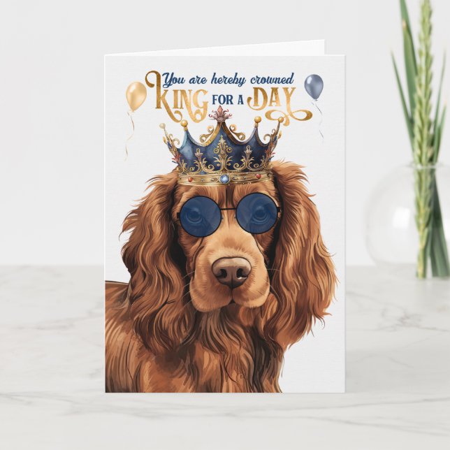Tarjeta Sussex Spaniel Dog King por un día divertido cumpl (Anverso)