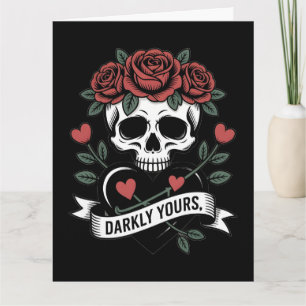 Tarjeta Suyo en la oscuridad Gráfico: Calavera gótica con 