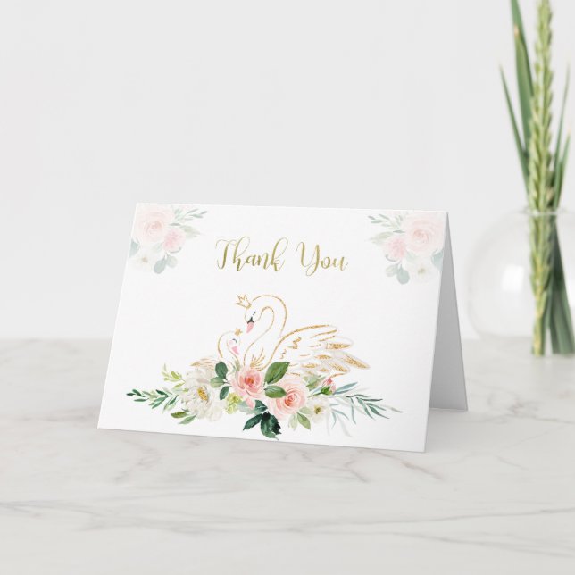 Tarjeta Swan Baby Shower Gracias (Anverso)