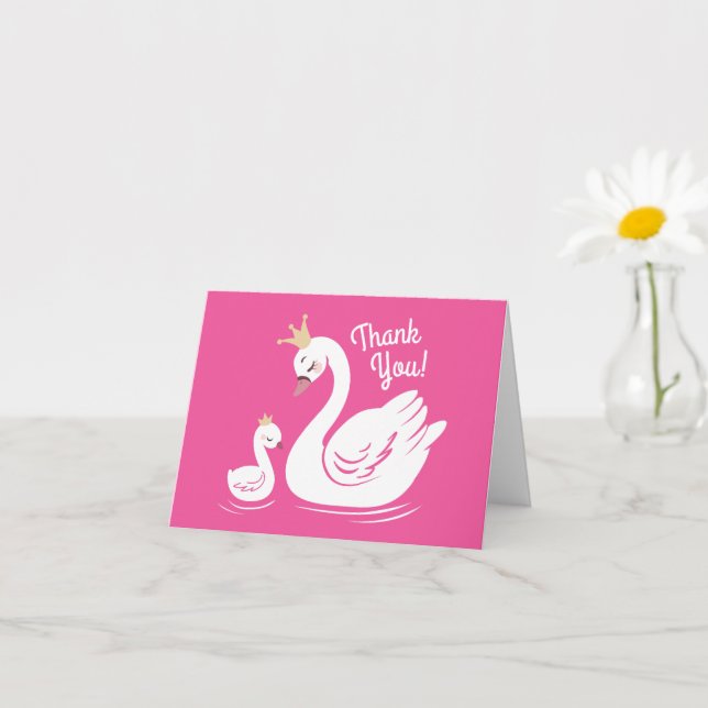 Tarjeta Swan Fiesta de cumpleaños Baby Shower Pink (Planta pequeña)