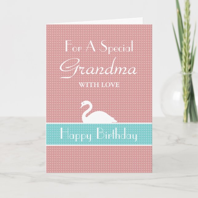 Tarjeta Swan Happy Birday Card - Rosa (Anverso)