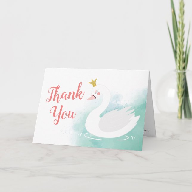 Tarjeta Swan Princess Birthday Thank You Card (Tarjeta de  (Anverso)