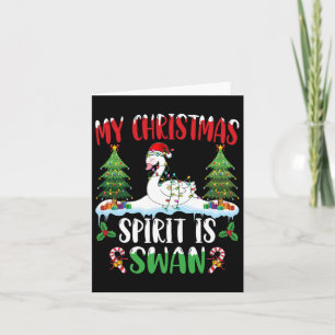 Tarjeta Swan usando Navidad de Santa Hat - El espíritu de 