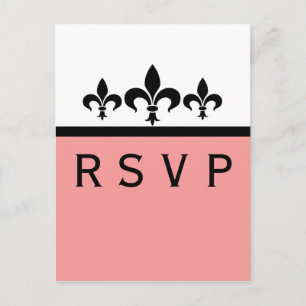 Tarjeta Swanky Fleur De Lis RSVP, rosa