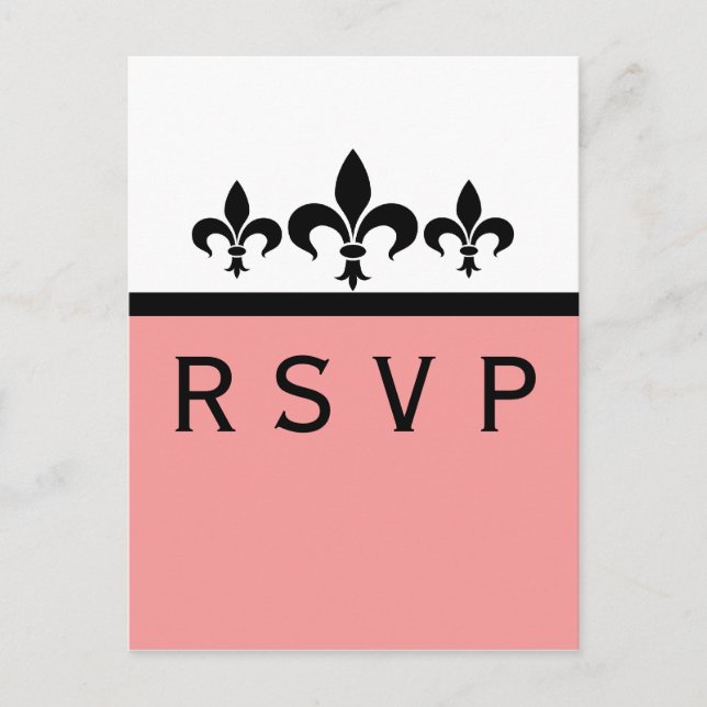 Tarjeta Swanky Fleur De Lis RSVP, rosa (Anverso)