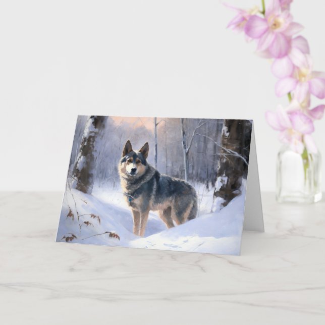 Tarjeta Swedish Vallhund Deja que nieve Navidad  (Orquídea)
