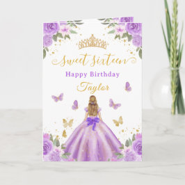 Tarjeta Sweet 16 Purple Princess Blonde Girl
