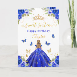 Tarjeta Sweet 16 Royal Blue Princess Blonde Girl