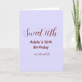 Tarjeta Sweet 16th birthday purple pastel mauve retro name