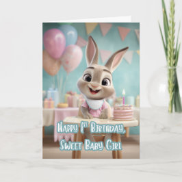 Tarjeta Sweet Baby Girl Bunny 1st Birthday Party