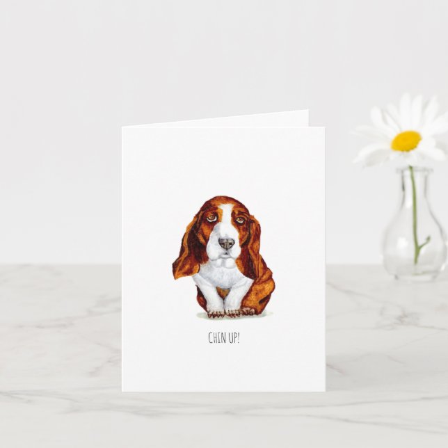 Tarjeta Sweet Basset Hound Chin Up (Planta pequeña)