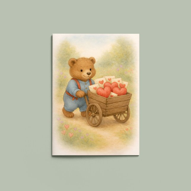 Tarjeta Sweet Bear Valentine Hearts | Whimsical Woodland  (Subido por el creador)