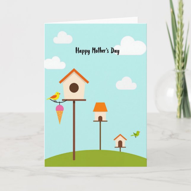 Tarjeta Sweet Birdhouse Mothers Day Card (Anverso)