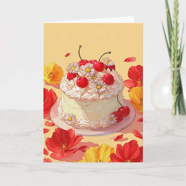 Tarjeta Sweet Birthday Cake Wishes Card (Anverso)
