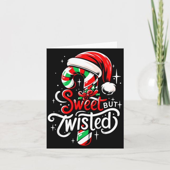 Tarjeta Sweet But Twisted Funny Christmas Candy Cane Xmas  (Anverso)