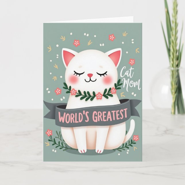 Tarjeta Sweet Cat Moms Day Illustration Card (Anverso)