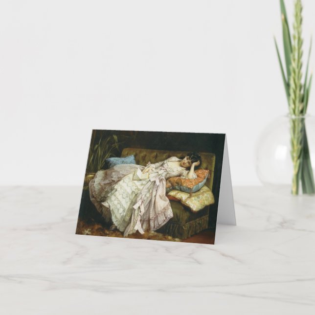 Tarjeta Sweet Doing Nothing de Auguste Toulmouche, 1877 (Anverso)