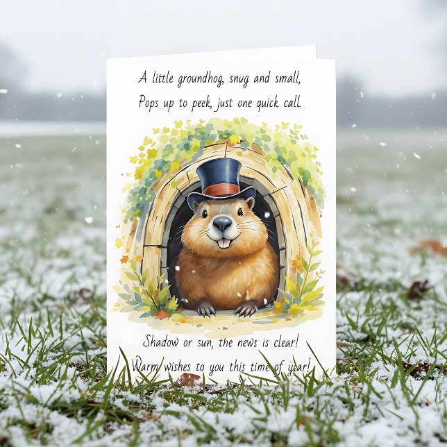 Tarjeta Sweet Groundhog Day in Top Hat and Poem (Subido por el creador)