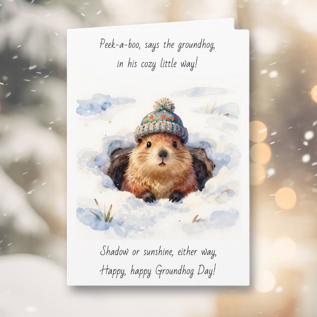 Tarjeta Sweet Groundhog Day | Peek-a-boo Poem (Subido por el creador)