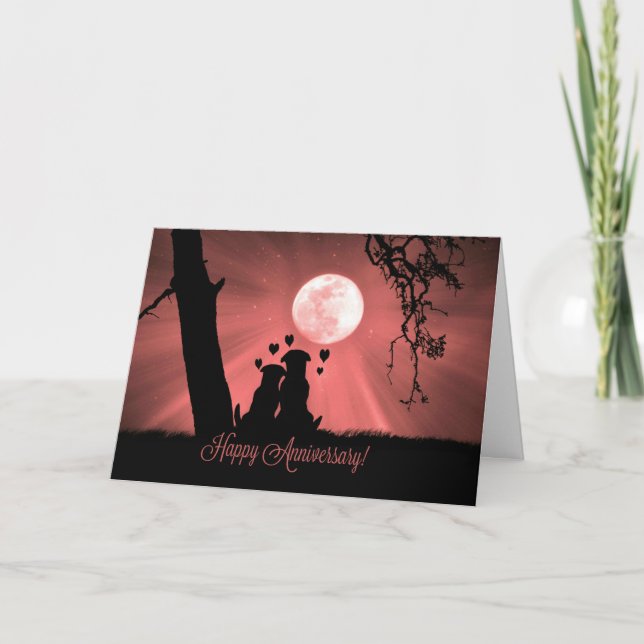 Tarjeta Sweet Happy Anniversary Cute Puppy Love Dog (Anverso)