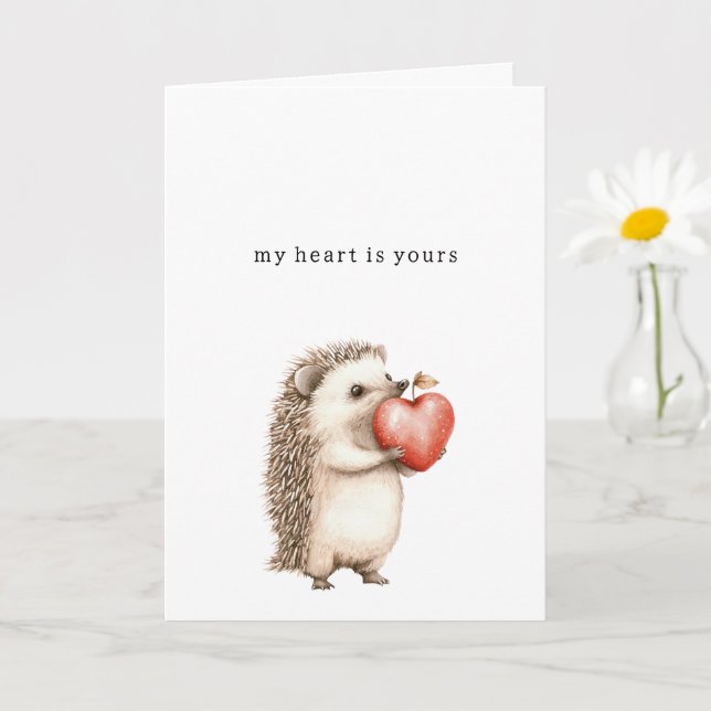 Tarjeta Sweet Hedgehog Heart Love (Planta pequeña)