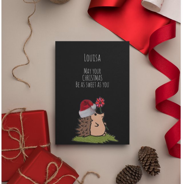 Tarjeta Sweet Hedgehog Navidades personalizables (Subido por el creador)