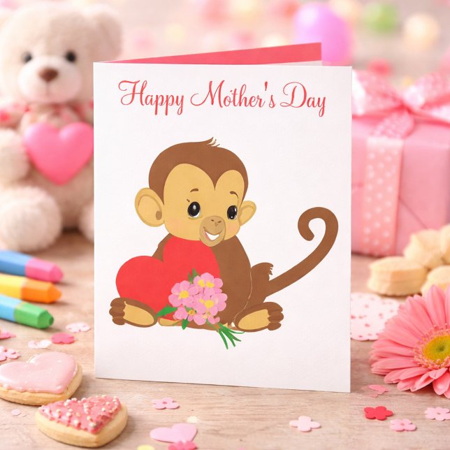 Tarjeta Sweet Kids Mother’s Day Baby Monkey (Subido por el creador)