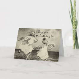 Tarjeta Sweet Little Girls Beach Ocean Happy Birday Card