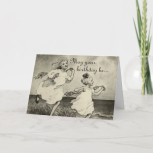 Tarjeta Sweet Little Girls Beach Ocean Happy Birday Card