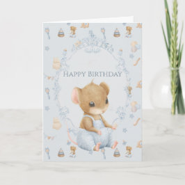 Tarjeta Sweet Little Mouse Birthday Folded Greeting Card