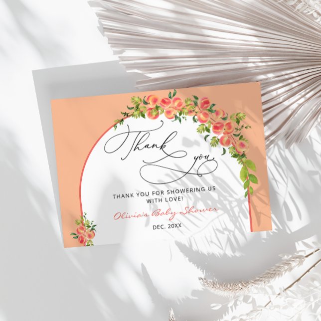 Tarjeta Sweet Little Peach Baby Shower Gracias (Subido por el creador)