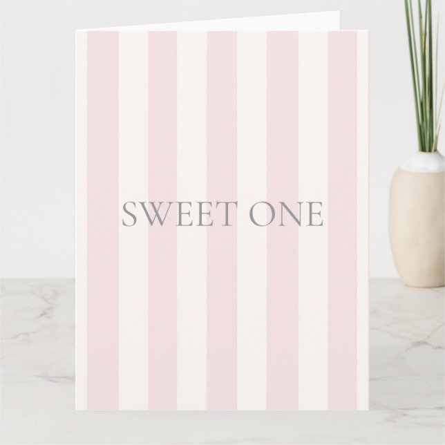 Tarjeta Sweet One, bolsa de regalo, rosa, rayas (Anverso)