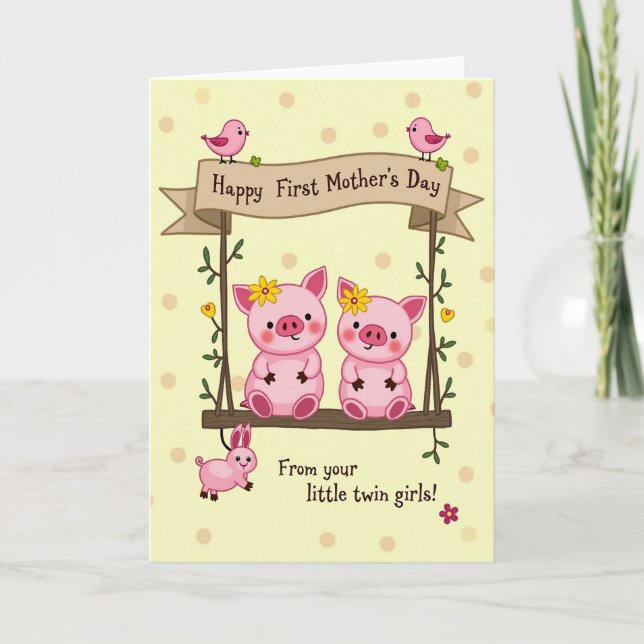 Tarjeta Sweet Piglets Mothers Day Card (Anverso)