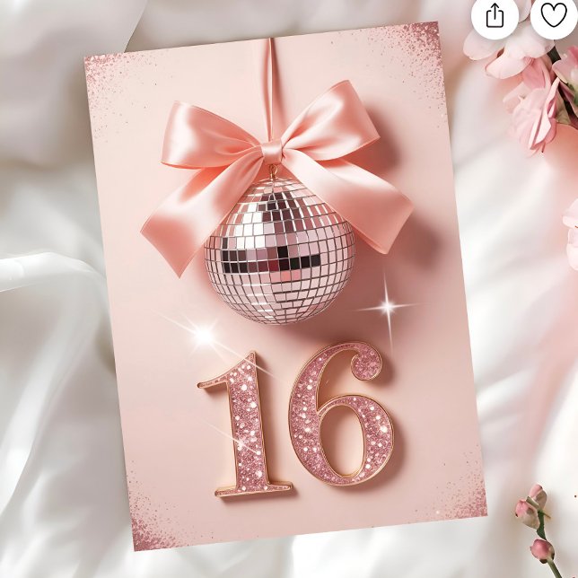 Tarjeta Sweet Sixteen in Pink Bows & Sparkle (Subido por el creador)